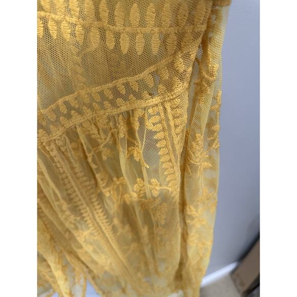 NWT Lane Bryant Sz 18/20 Statement Mustard Yellow Lace Long Boho Jacket Floral - Picture 8 of 8